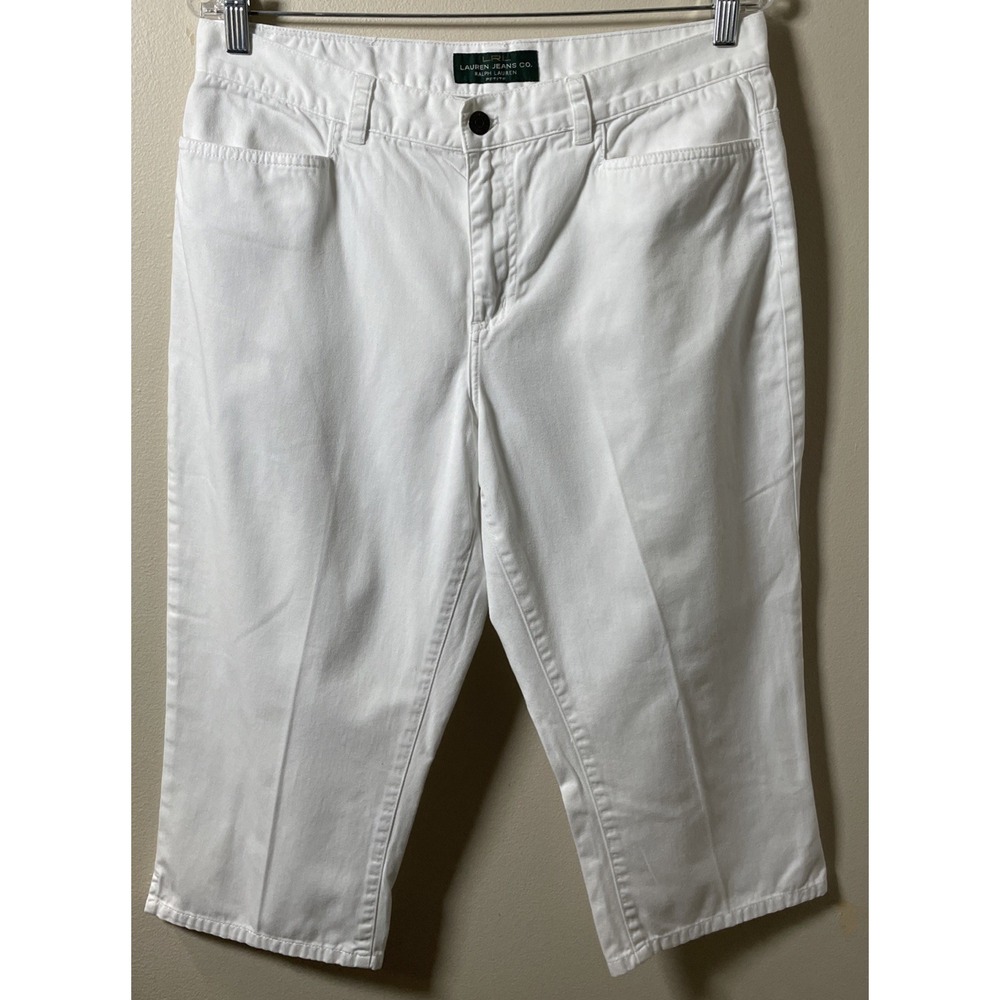 LRL Lauren Ralph‎ Lauren Womens 12  P Cotton Capri Mid Calf Cropped White Pants